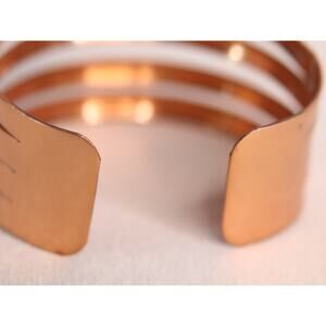 💎Chunky Wide Copper Tone Cuff Bracelet Boho Statement Artisan Vintage Costume